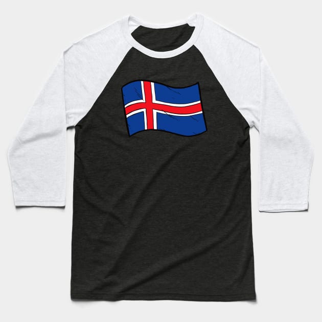 Flag of Iceland Baseball T-Shirt by Baddest Shirt Co.
